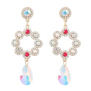 (AB color)occidental style exaggerating multilayer Alloy diamond Rhinestone Acrylic flowers earring temperament earring