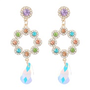 ( Purple color )occidental style exaggerating multilayer Alloy diamond Rhinestone Acrylic flowers earring temperament e