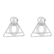 ( Silver)ins personality multilayer triangle Alloy earrings woman occidental style Metal geometry ear studearrings