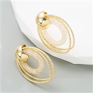 (gold )occidental style creative hollow earrings three three Earring embed Rhinestone geometry earrings earring woman