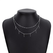 ( White K)occidental style  brief samll wind Double layer chain Alloy Double layer samll necklace