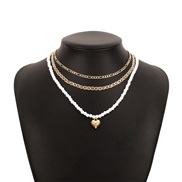 (N ) occidental style Street Snap personality necklace  Pearl love chain retro samll fashion