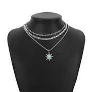 ( White K) turquoise sun flower fashion necklace  samll chain retro chain