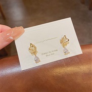(Egold )silver Korea Opal earrings woman samll super zircon pendant ear stud Earring
