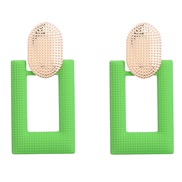 ( green)fashion briefins wind Alloy square earrings woman trend occidental style geometry ear stud