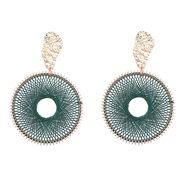 ( green)occidental style Bohemian style Round Alloy personality weave earrings woman earring Street Snap