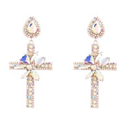 (AB color)earrings super claw chain series Alloy diamond cross flowers earrings woman occidental style Earring