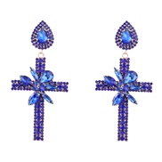 ( blue)earrings super claw chain series Alloy diamond cross flowers earrings woman occidental style arring
