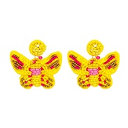 ( yellow) insect handmade beads butterfly exaggerating big earrings woman personality retro ear stud