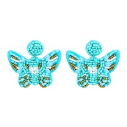 ( blue) insect handmade beads butterfly exaggerating big earrings woman personality retro ear stud