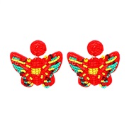 ( red) insect handmade beads butterfly exaggerating big earrings woman personality retro ear stud