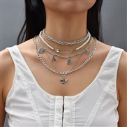 ( Silver)occidental style trend personality multilayerY necklace woman  retro Pearl angel