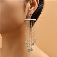 (Ligh  gray)occidental style creative exaggerating long style tassel flowers earrings woman  retro geometry samll plum 