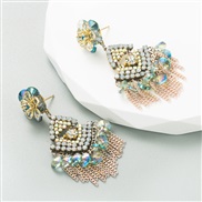 ( Tassels)Korean style trend crystal earrings silver creative tassel fashion same style Street Snap Earring
