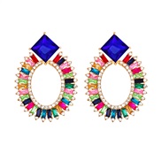 ( blue)exaggerating geometry Alloy color diamond earrings occidental style exaggerating big earrings retro occidental s