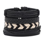 (HTK   C)brief handmade weave retro leather braceletdiy occidental style fashion fashion