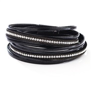 ( black)occidental style well sell diamond braceletPU leather colorful flash diamond fashion diamond