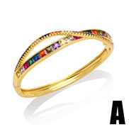 (A)occidental style bangle  samll high embed color zircon opening geometry leaves banglebrh