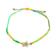 ( light blue )star Five-pointed star eyes bracelet woman  occidental style personality beads handmade weave color ropeb