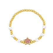 ( rose Red) beads star Five-pointed star Pearl bracelet  occidental style personality fashion wind womanbrh