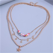 fashion trend gold chain star multilayer temperament short style necklace