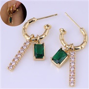 fashion conciseC diamond color gem all-Purpose temperament woman ear stud