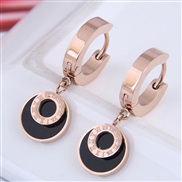 fashion concise Round digit sweetOL personality titanium steel ear stud buckle circle