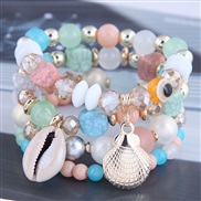 fashion trend concise all-Purpose Metal Shells pendant pendant  candy temperament multilayer bracelet