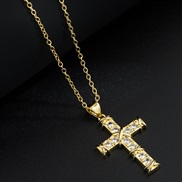 ( square )occidental style fashion  bronze gilded embed zircon pendant  cross necklace personality