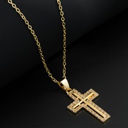 occidental style fashion  bronze gilded embed zircon pendant  cross necklace personality