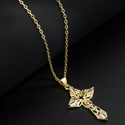 occidental style fashion  bronze gilded embed zircon pendant  cross necklace personality