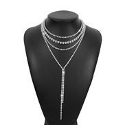 ( White K)exaggerating samll fashion Rhinestone chain  multilayer tassel claw chain necklace