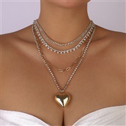 ( Gold)occidental style fashion  love multilayer necklace claw chain Rhinestone temperament chain