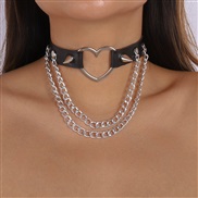 ( White K) chain  chain black RivetPU necklace wind punk