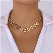 ( Gold)Metal brief wind geometry  creativeO Word chain splice clavicle chain retro personality necklace woman