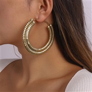 ( Gold)occidental style exaggerating Earring  Metal wind brief big circle earrings punk fashion circle