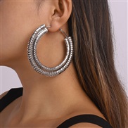 ( White K)occidental style exaggerating arring  Metal wind brief big circle earrings punk fashion circle