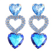 ( blue)earrings fashion colorful diamond Alloy diamond multilayer heart-shaped glass diamond earrings woman occidental 