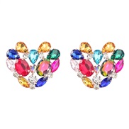 (yellow color )earrings super claw chain series Alloy diamond heart-shaped earrings woman occidental style fully-jewell