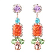 ( Color)earrings fashion colorful diamond series Alloy diamond geometry earrings woman occidental style fully-jewelled 