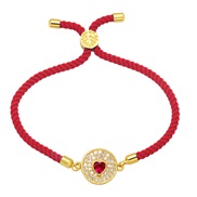 ( red)occidental style Bohemian style rope bracelet retro colorful diamond zircon high geometry love bracelet womanbrg