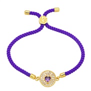 (purple)occidental style Bohemian style rope bracelet retro colorful diamond zircon high geometry love bracelet womanbrg