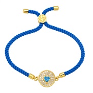 ( light blue )occidental style Bohemian style rope bracelet retro colorful diamond zircon high geometry love bracelet w