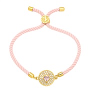 ( Pink)occidental style Bohemian style rope bracelet retro colorful diamond zircon high geometry love bracelet womanbrg