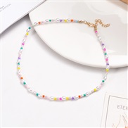 (NZcaise) occidental style Pearl Word woman necklace Bohemia color love clavicle chain woman
