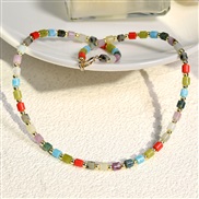 (N)Korean styleins wind color handmade beads necklace woman all-Purpose samll clavicle chain