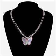 ( necklace)occidental style  fashion exaggerating big butterfly clavicle chain woman  Jelly color cartoon samll pendant