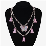 occidental style  fashion exaggerating big butterfly clavicle chain woman  elly color cartoon samll pendant neckla