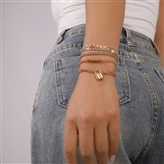 ( Gold) brief temperament geometry claw chain  samll beads chain elements multilayer bracelet woman