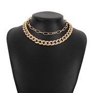 ( Gold) exaggerating chain  Metal wind chain Rhinestone necklace